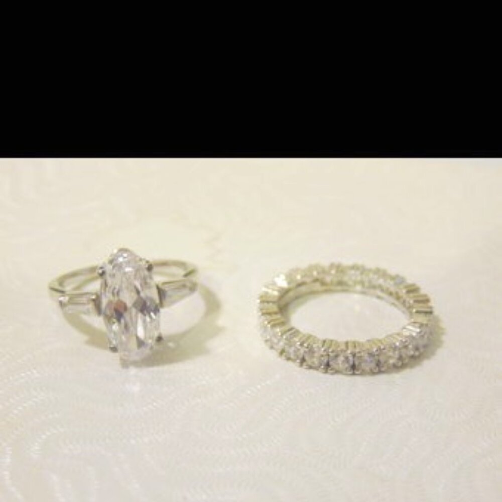 Radiance by Absolute Oval Baguette Accent Engagement & Band Ring Size 8